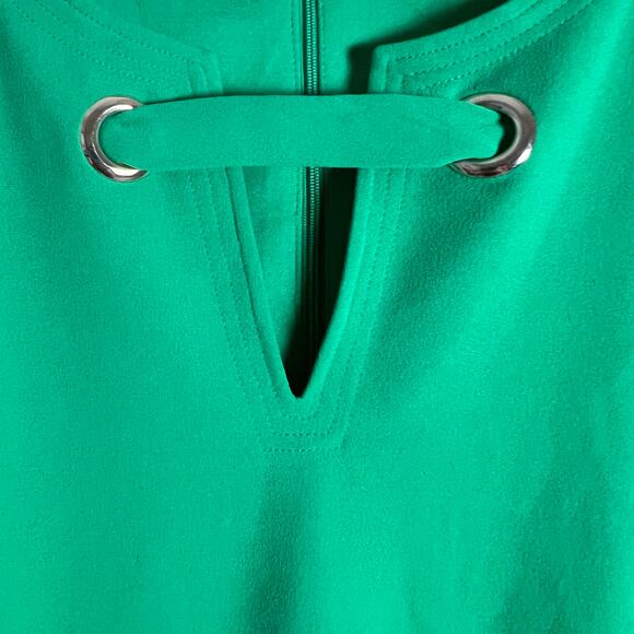 Tommy Hilfiger Kelly Green Short Sleeve Grommet Split Neck Sheath Dress Size 14 - Picture 8 of 10